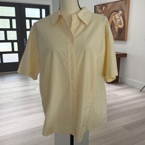 Jackie Blue Woman Yellow/White Button Down Short Sleeve Collared Shirt Sz 1X